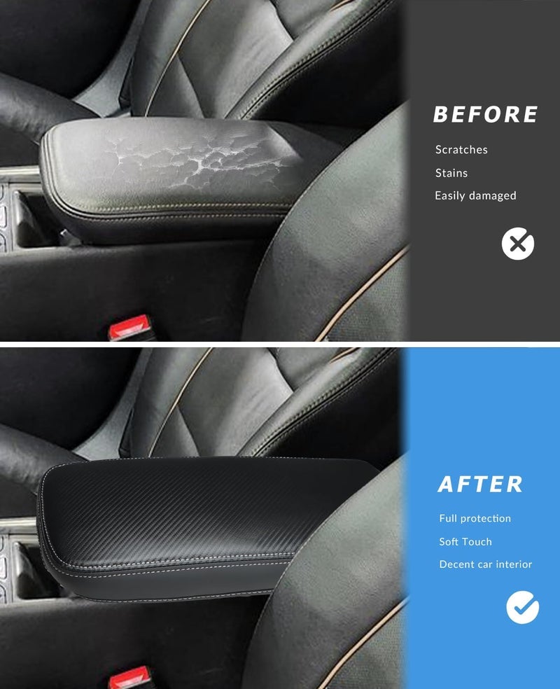 INTGET Center Console Arm Rest Cover for Chevy Impala Accessories 2014-2020 Carbon Fiber with Thin Pad Middle Console Lid Cover for Chevrolet Impala Car Accessories 2014 2015 2016 2017 2018 2019 2020 - Image 2
